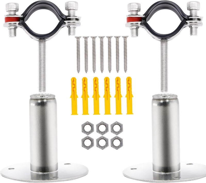 PEROMI 2 Pack Pipe Supports,304 Stainless Steel Wall Mount Ceiling Mount Pipe Bracket Clamp Ring Hanger with Screws for Pipe OD 15-19mm, Bracket Adjustable Height 50-100mm - Image 3